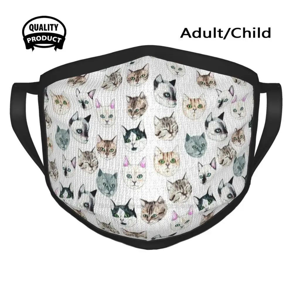 

Cat Breeds Fashion Men Women Outdoor Sport Mask Mouth Masks Cats Cat Kitten Cute Sweet Adorable Animals Patterns Pet Pets