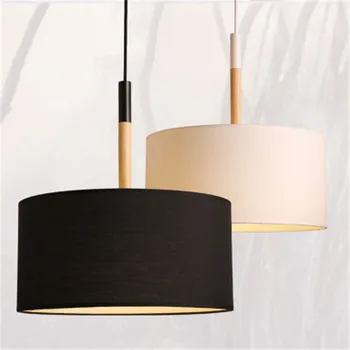 

Nordic Style Modern Creative Simple Lamp Bedroom Study Restaurant Single Head Fabric Shade Chandelier LED Bulbs Cord Pendant E27