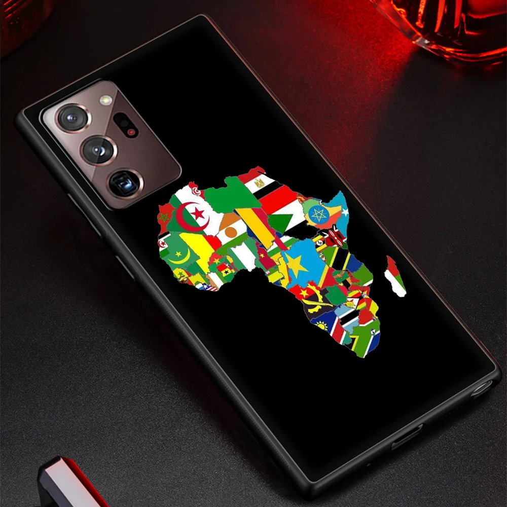 Silicone Black Phone Case with Painted Africa Map Design