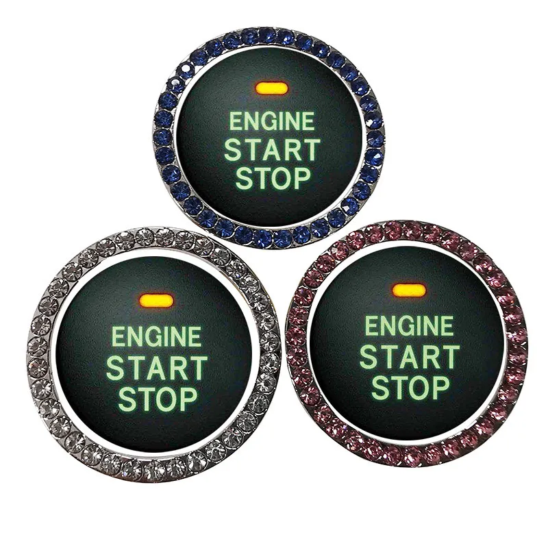 Auto Car Bling Decorative Accessories Automobiles Start Switch Button Decorative Diamond Rhinestone Ring Circle Trim7