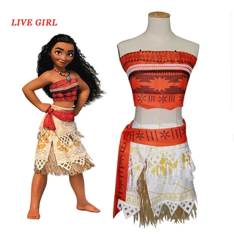 

Women Kids Movie Moana Princess Dress Cosplay Costume Princess vaiana Costume Skirt