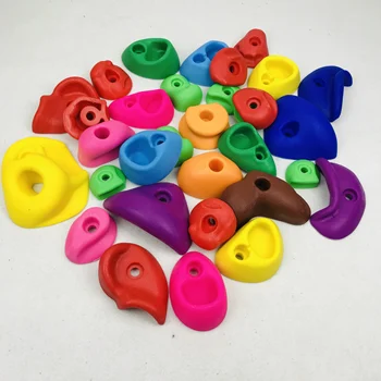 

32Pcs Children Rock Climbing Wood Wall Stones Hand Feet Holds Grip Kits with Screw