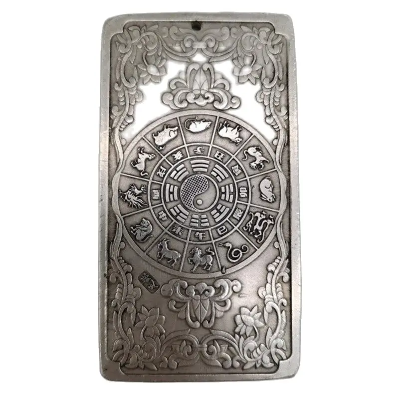 

Chinese Old Tibetan Silver Relief Zodiac Monkey Waist Card Amulet Pendant Feng Shui Lucky Card Pendant