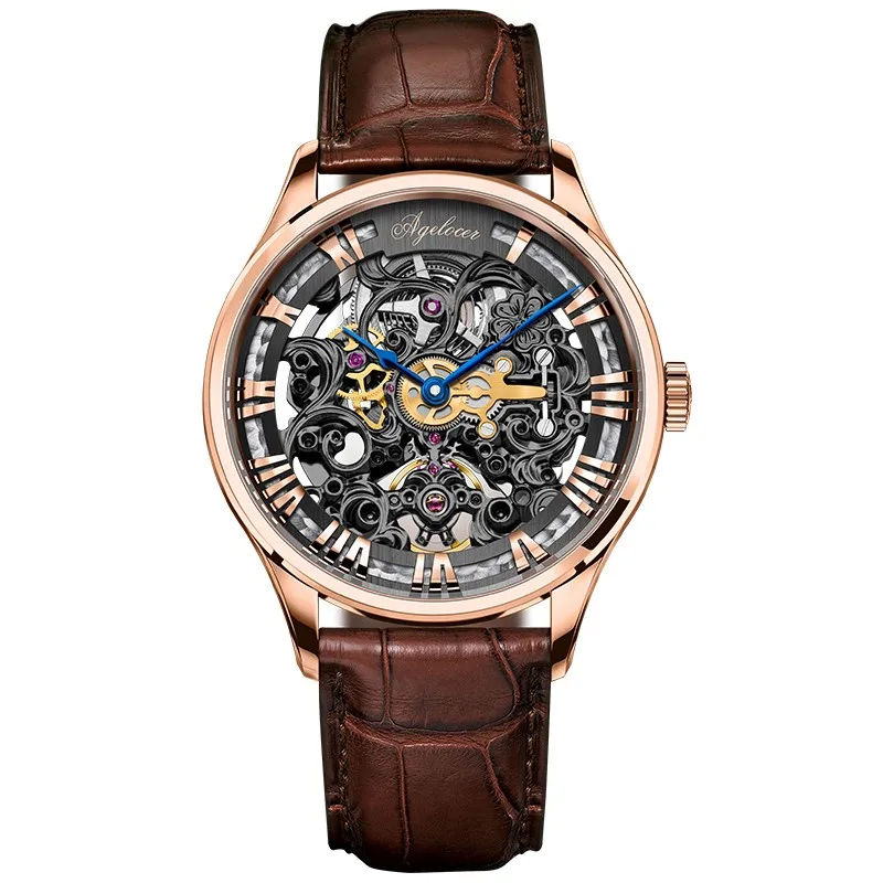 AGELOCER, часы со скелетом, мужские часы, швейцарский Топ бренд, Роскошные мужские часы, деловые мужские наручные часы, Hodinky Relogio Masculino - Цвет: 5402D2
