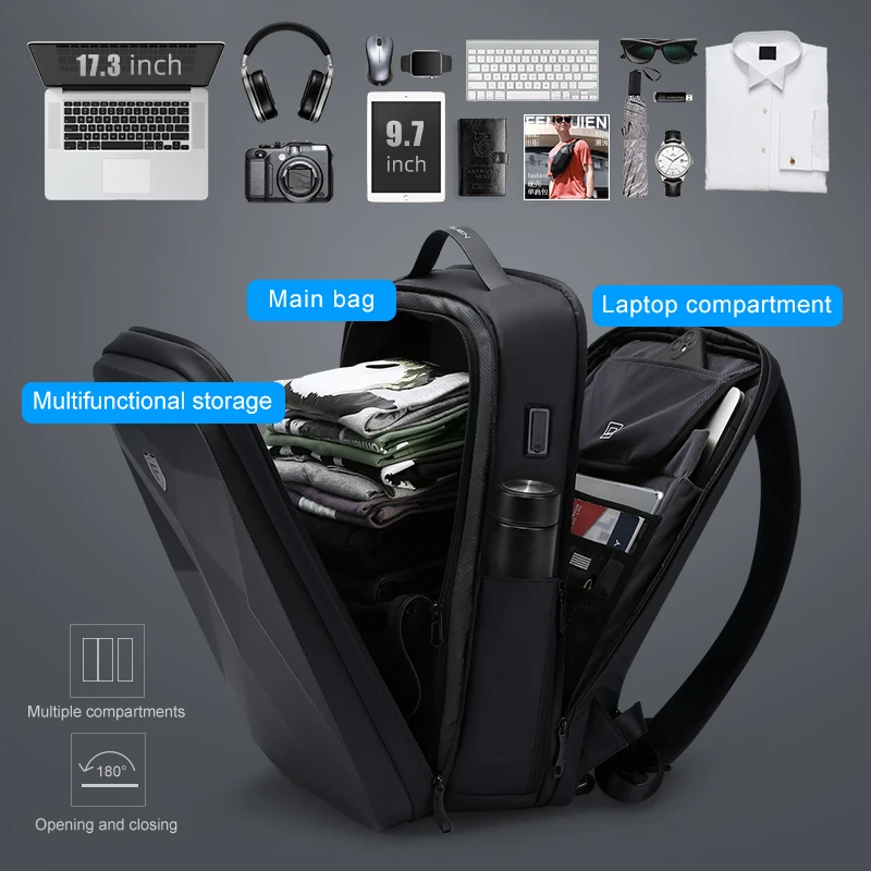 Fenruien New Men Backpack Fashion Waterproof School Travel Bag Backpack Anti-Theft Business Backpacks Fit For 17.3 Inch Laptop 3