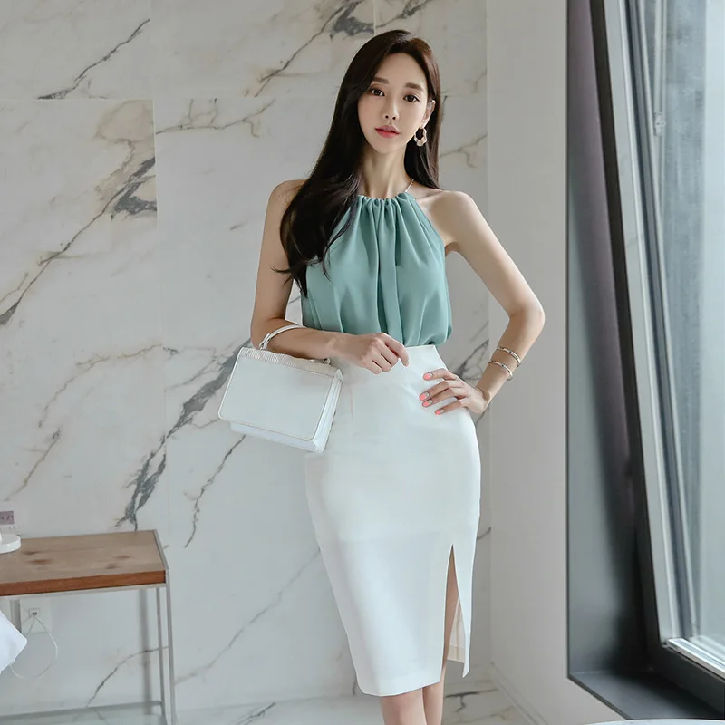 

WOMEN'S Dress 2020 New Style Debutante Fashion Camisole Tops + Sheath Skirt Set
