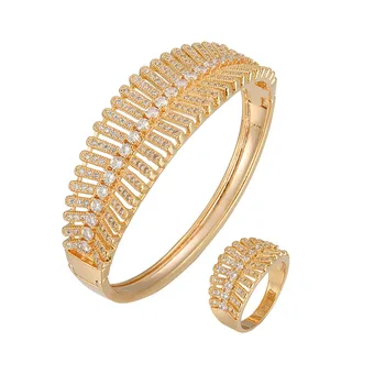

HONGHONG Women's luxury temperament bracelet ring two piece set high quality 3A zircon ring bracelet set luxury fashion jewelry
