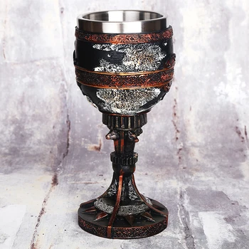 

Map Design Stainless Steel Gothic Resin Skull Goblet Wine Glasses Cocktail Glasses Whiskey Glasses Party Glasses