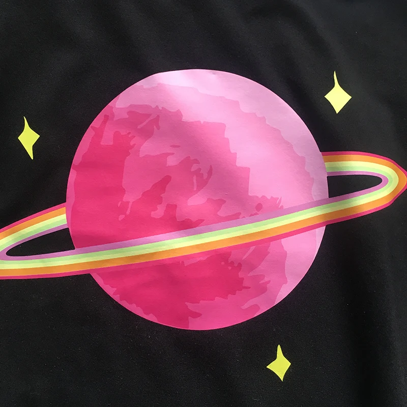 ZOMARZZ Harajuku, розовая футболка с принтом в виде планеты, женские хлопковые футболки с коротким рукавом и круглым вырезом, Ulzzang футболки