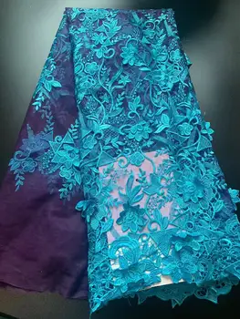 

(5yards/pc) High quality soft African French net lace fabric with wonderful 3D flowers embroidery for party dress FCC116