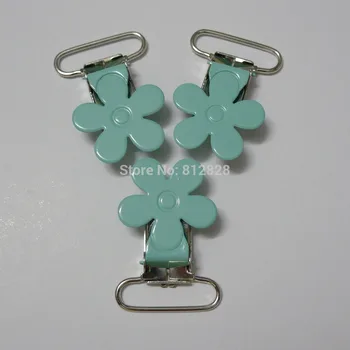 

25pcs Turquoise Color Flower Pacifier Clips
