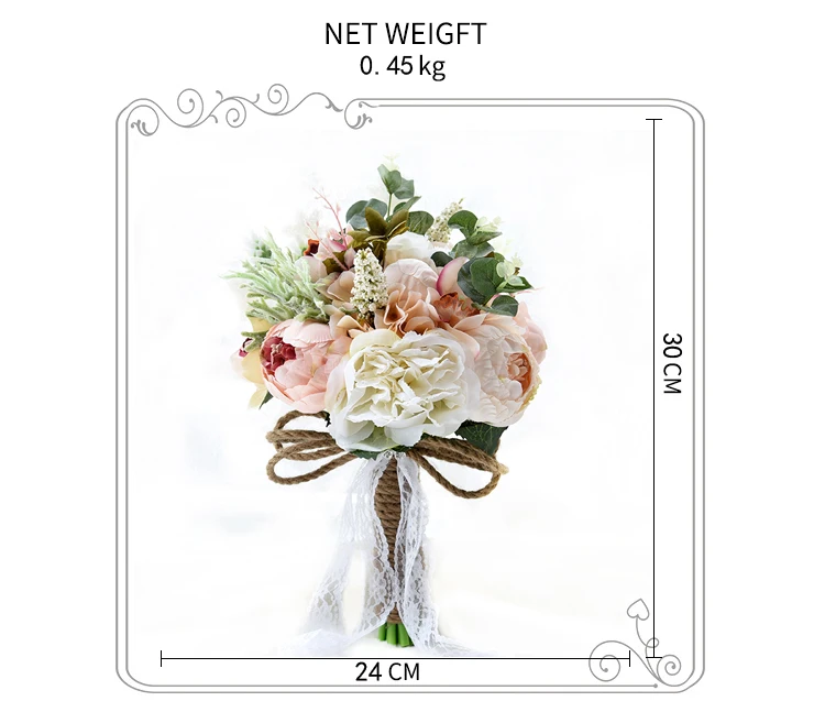 Кантри Стиль 2019 Свадебный букет из роз цветы Шампань Свадебный букет ручной работы искусственные шелковые цветы для украшения свадьбы