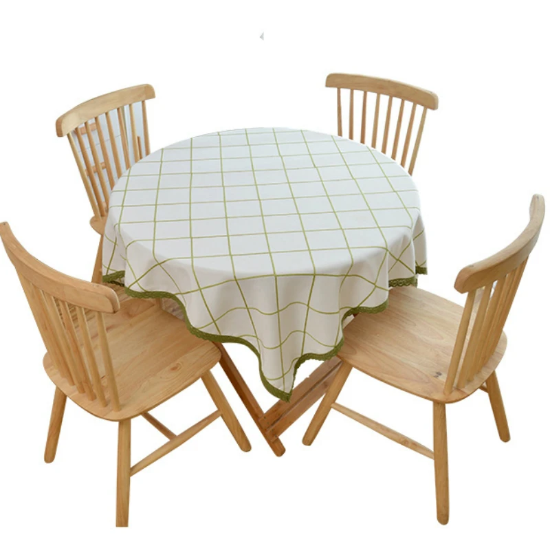 

New Pastoral Grid Tablecloth Solid Embroidery Lace Table Cloth Universal Table Cover Round Square Home Decorative Dropshipping
