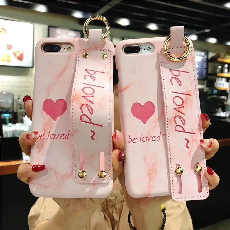 

Pink Case for iPhone with Stand Holder Silicone Cover for iPhone 6 6S 78 Plus X Fashion Back Phone Shells Love Heart Cute Cover