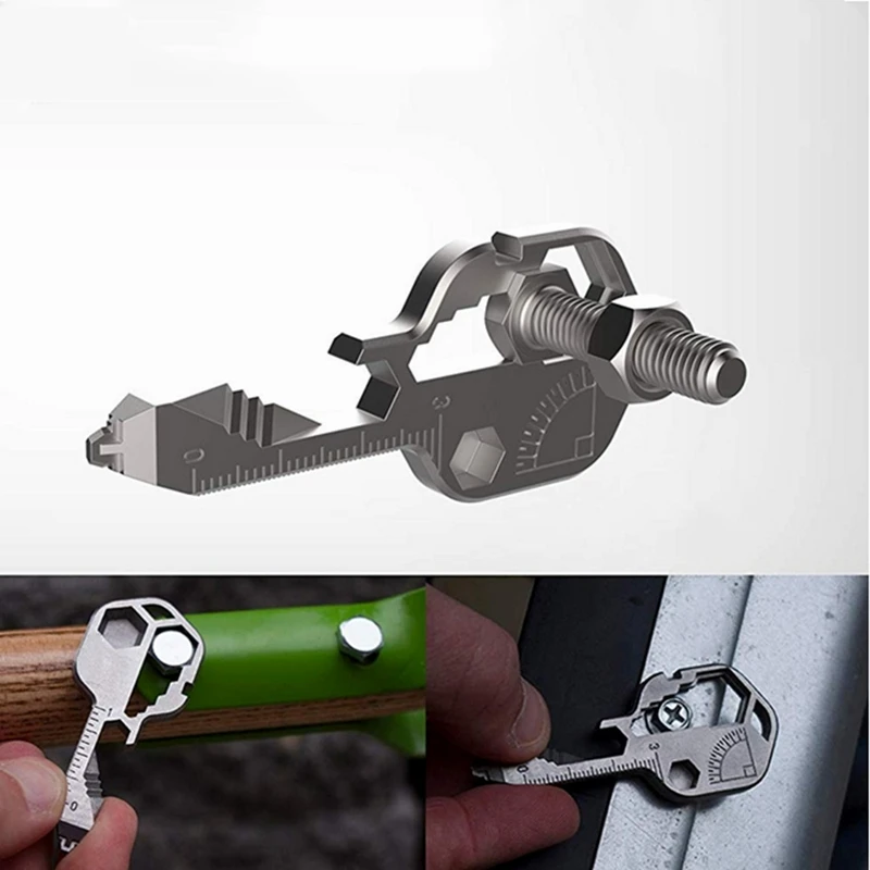 

24-in-1 Keychain Multi-function portable Key Tool Versatile Outdoor Mini Bottle Tool Stainless Steel Screwdriver Bottle Opener