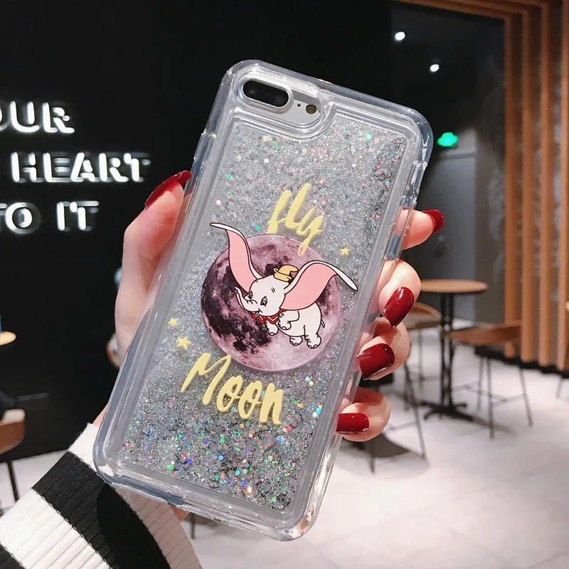 LISCN восхитительный чехол для телефона Dumbo для iPhone 6 6S Plus 7 8 Plus X XS XR Xs Max 11 Pro Max полная луна Блестящий Мягкий чехол для телефона