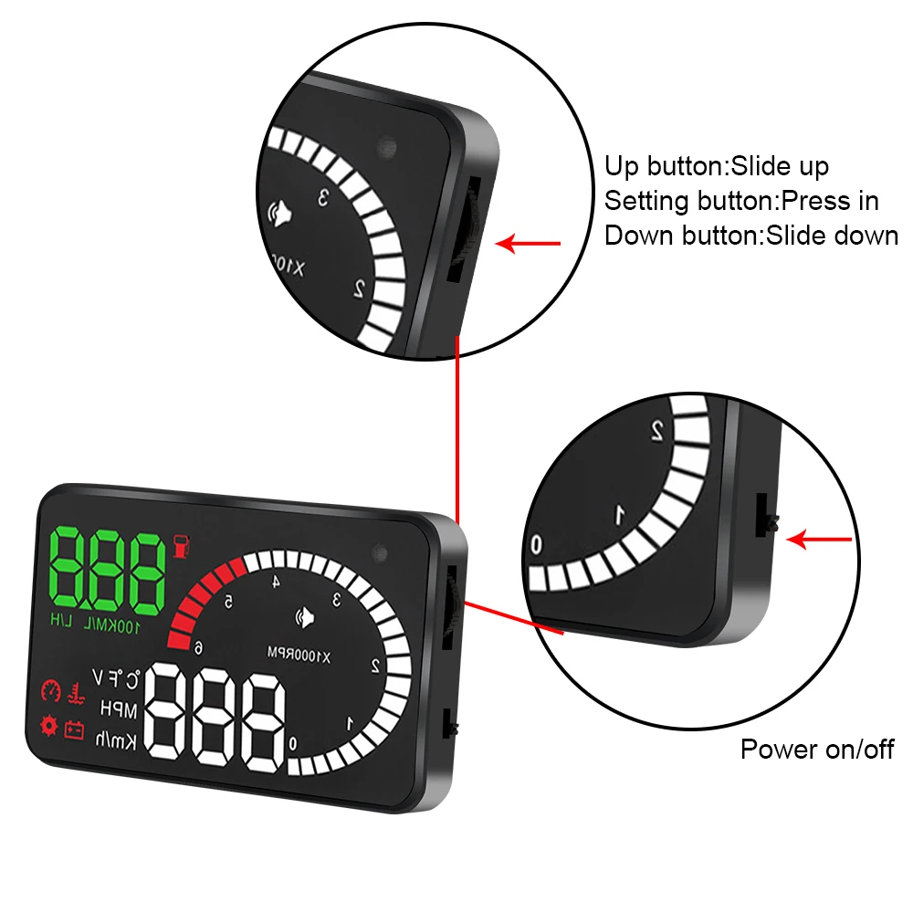 OBD2 HUD ڵ  ÷ LED  , 5.5 ġ A8  溸   , 4 ġ X6 ӵ  