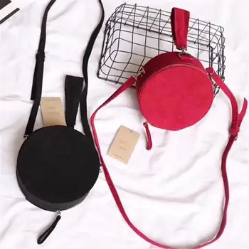 

Women Bag Simple Circular Messenger Bag Female Mini Round Handbag PU Leather Ladies Crossbody Bag Bolsas
