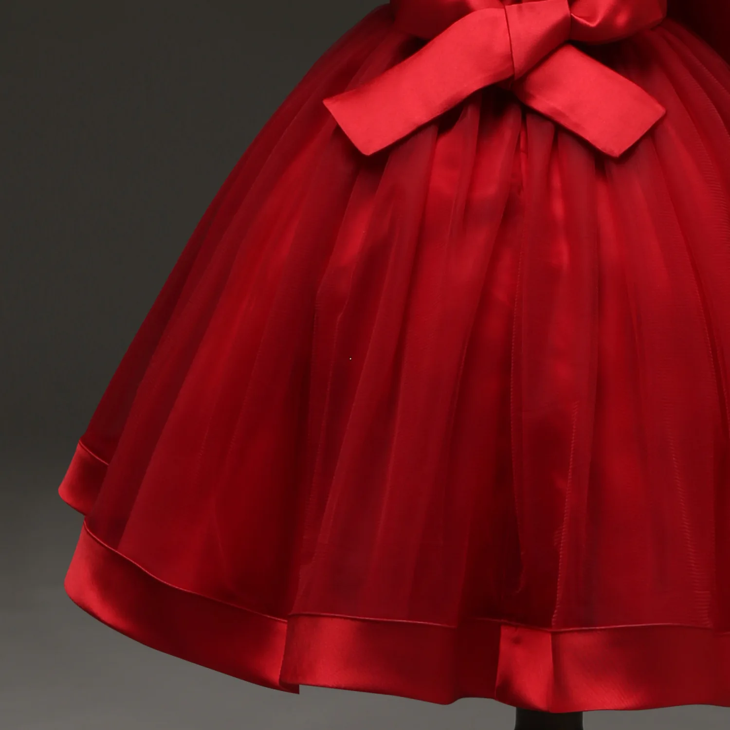 Детское платье принцессы для девочек, красное платье с бисером и цветочным узором для девочек, детские платья для первого святого бала