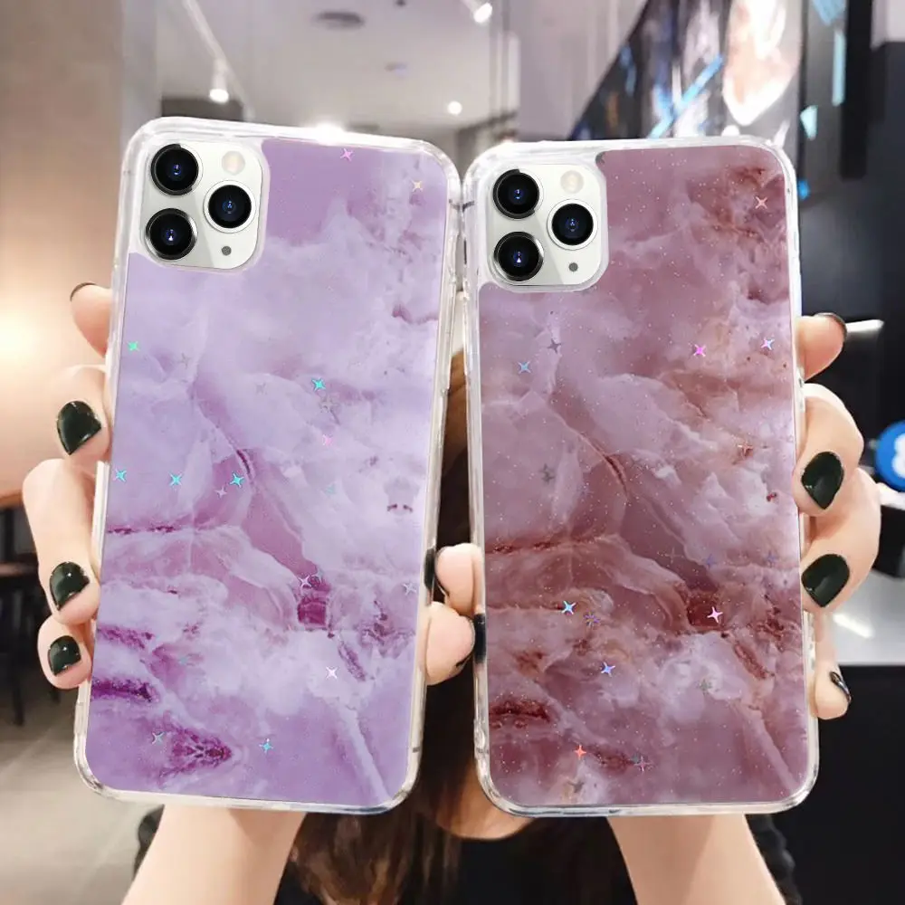

LCHULLE Glitter Charming Glossy Marble Case for IPhone X XR XS 11 Pro MAX 6 6S 7 8 Plus Slim Newest Phone Cover Coque Fundas