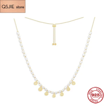 

High Quality S925 Sterling Silver Jewelry 1:1 Copy,Yellow Silver AMOUR Adjustable Necklace With Pearls For Women Party GiF