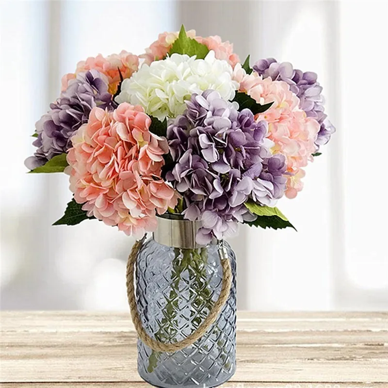 3pcs/bouquet Artificial Flowers Silk Hydrangea Bride Bouquet Wedding Home Decoration Accessories For Vase Flower Arrangement