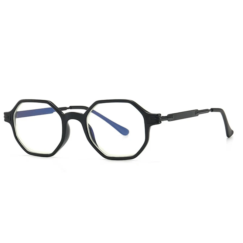 Шестигранный синий светильник, блокирующие очки для женщин, брендовая дизайнерская оправа для очков, очки с защитой от синего излучения, очки для компьютерных игр, прозрачные линзы - Цвет оправы: black