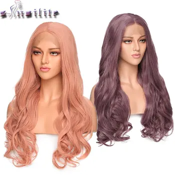 

S-noilite 24inch 12.5*3 free Lace Front Wig Long Pink Purple platium blonde Synthetic Wigs For women long wavy cosplay wigs hair