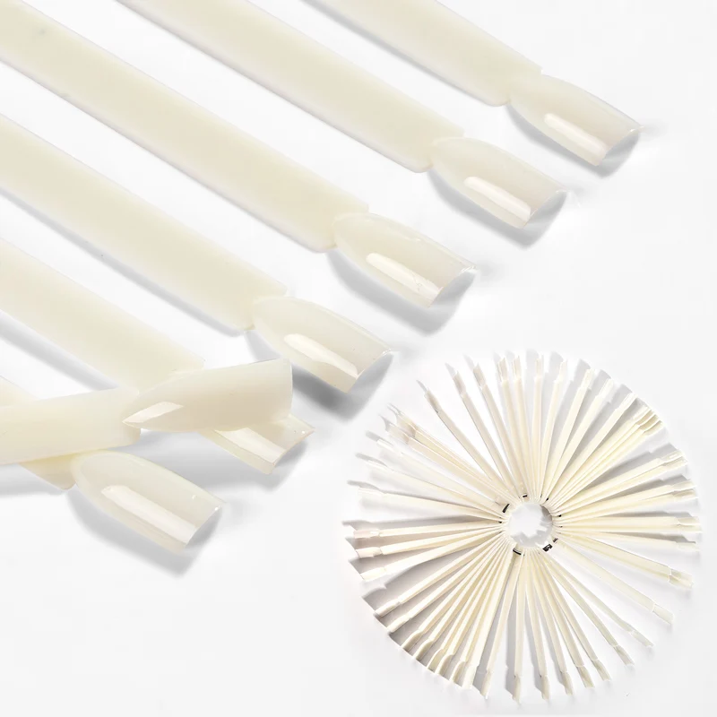 Типсы накладные прозрачные для маникюра веер с четырьмя цветными лилиями