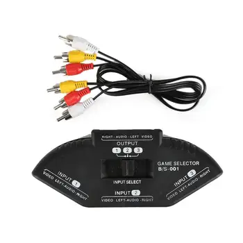 

3-Way Audio Video AV Switch Box Black Switch Selector Box Splitter with 3 Way In 1 out Cable for All Standard AV Devices