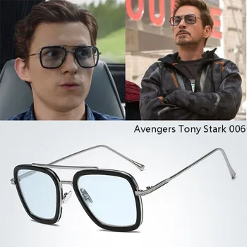 

2020 DPZ Fashion Avengers Tony Stark Flight 006 Style Sunglasses Men Square Tom Holland Brand Design Sun Glasses Oculos De Sol