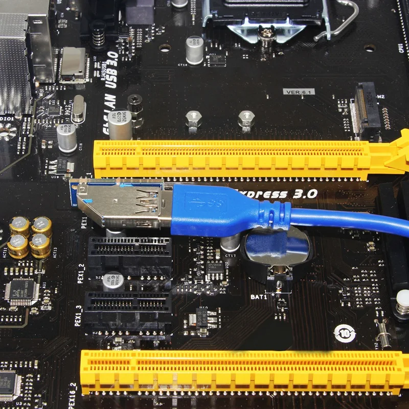 UEX101 PCI-E X1 to X1 Extension Riser Card Adapter with USB3.0 Cable