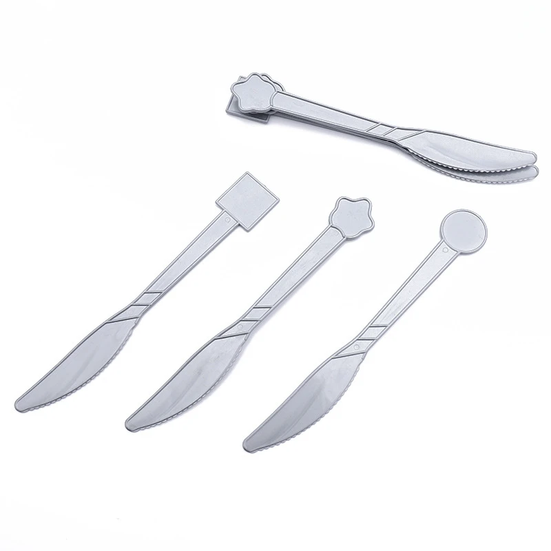 6pcs knife Русалка Bronzing Золото Серебро набор посуды чашка тарелка флаг день рождения ребенка душ одноразовые партия поставок пользу - Цвет: 6pcs knife
