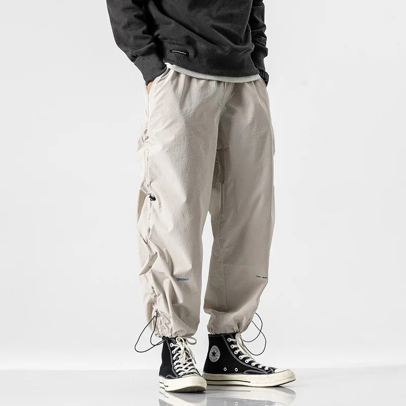 

Wu Airlines 2020 Popular Brand Solid Color Function Drawstring Ankle Banded Pants Men's Street Hip Hop Belt Loose-Fit Versatile