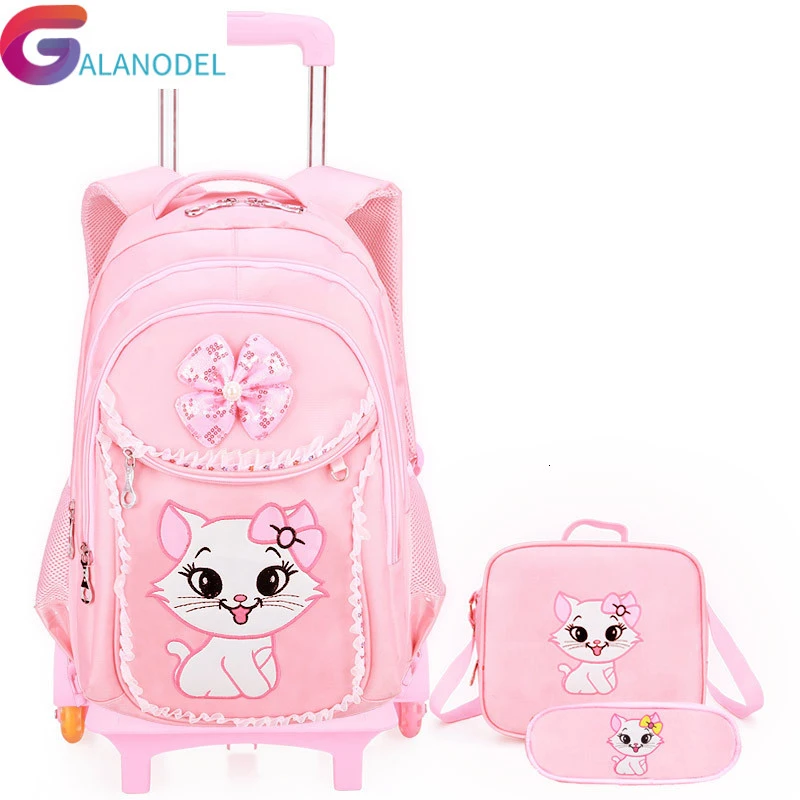 Conjunto de mochila escolar con mochila para escuela ruedas, mochila para niños caricaturas|Mochilas escolares| AliExpress