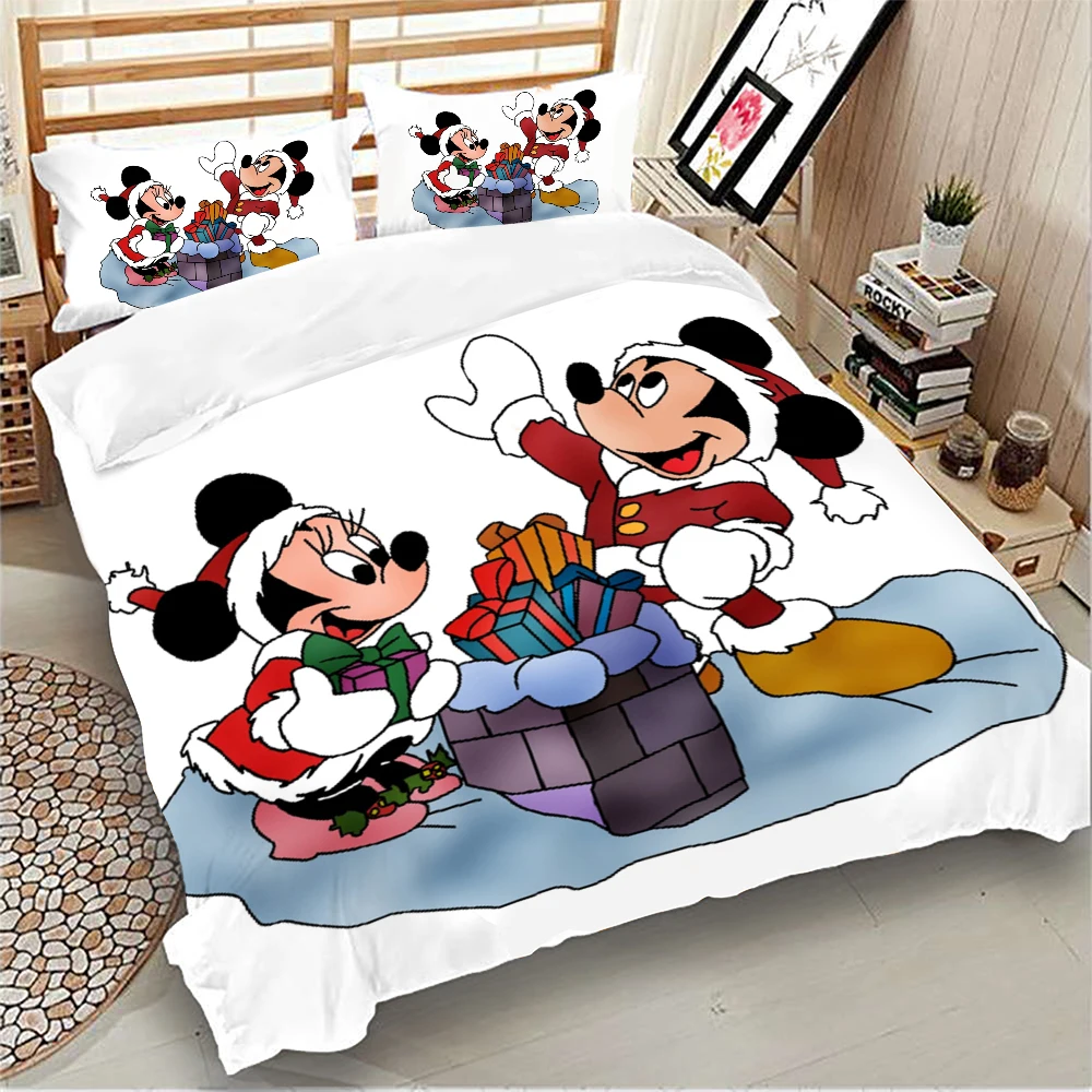 Disney Рождество Микки Минни постельное белье 3D мультфильм пододеяльник наволочка queen King Размеры домашний текстиль для взрослых детей подарок