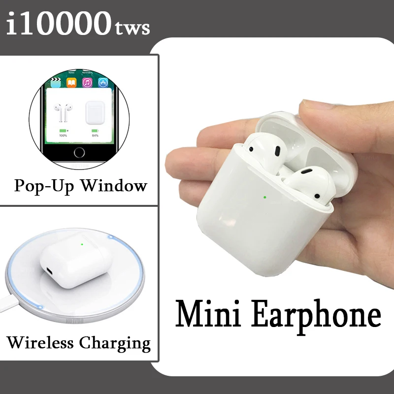 

i10000 TWS 1:1 Replica Air2 Pop up Bluetooth 5.0 Wireless Mini Earphone Wireless Charging Earbuds PK W1 H1 Chip i12 i200 tws