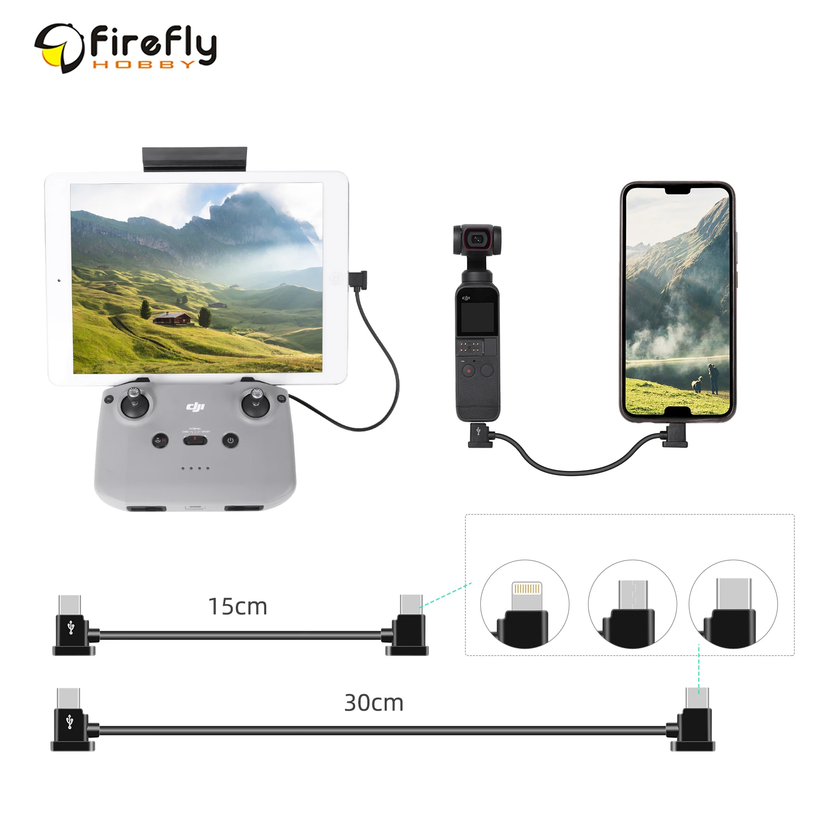 1 Pz Type-C A Lightning/Type-C/Micro-Usb Cavo Dati 15/30Cm Tablet Smartphone Per Occhiali Fpv V2/Mini 2/Pocket 2/Mavic Air 2
