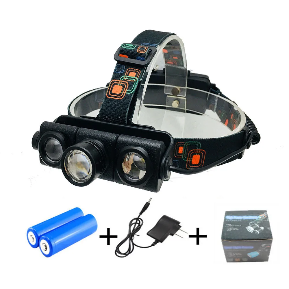 

Multi-Angle Adjustment Glare LED Head Lamp Night Fishing High-Power T6 Long Shots Glare Rechargeable Miner's Lamp 3 Head Headlig