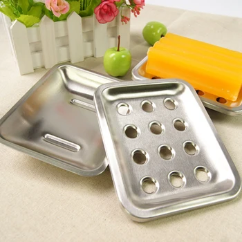 

2 Pcs/Set Stainless Steel Soap Box Soap Dishes Holder Bathroom Storage Rack Holder Set
