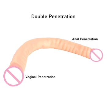 18.5 Inch Overlength Double Dildos Soft Double Headed Penis Realistic Phallus Double Penetration Vagina and Anus Sex Toys Dick 6