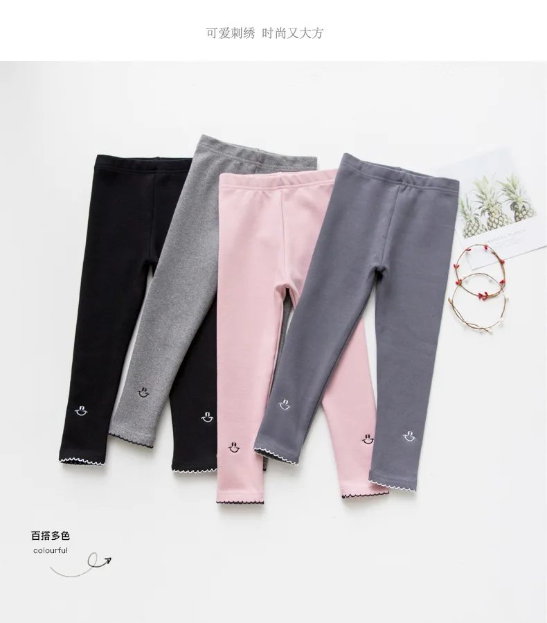 Г., хлопковые штаны с вышитым смайликом для девочек детские обтягивающие леггинсы для девочек от 3 до 8 лет