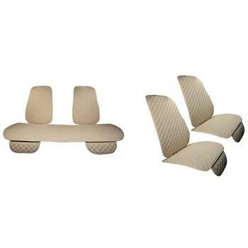 

5Pcs Flax Car Seat Cover Protector Linen Front Cushion Pad Mat Backrest for Auto Interior Truck Suv Caravans(Beige)