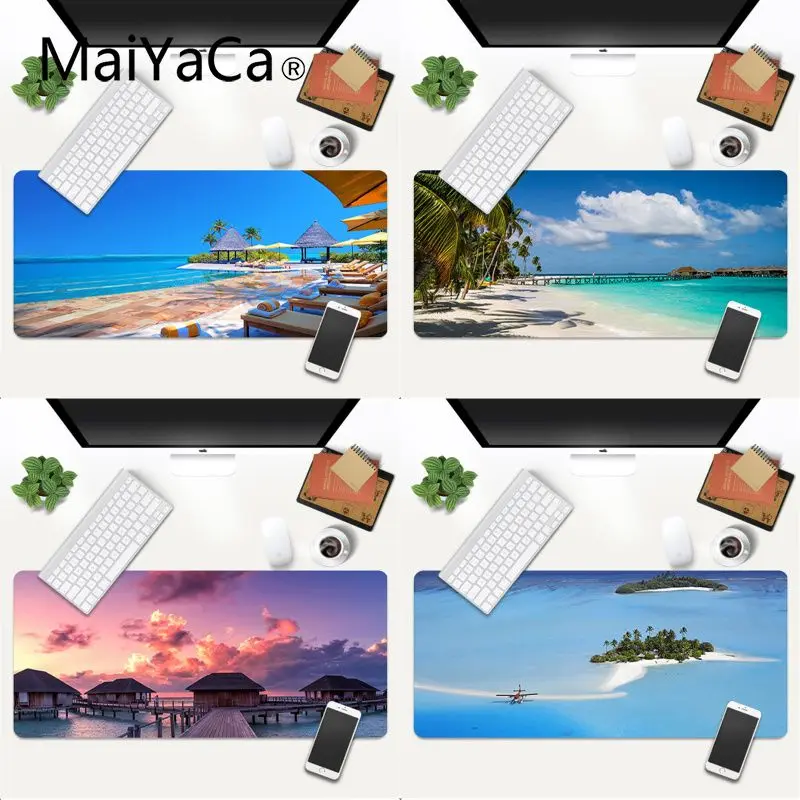 

MaiYaCa In Stocked Maldives Pink beach Rubber Pad to Mouse Game Gaming Mouse Mat xl xxl 800x300mm for world of warcraft