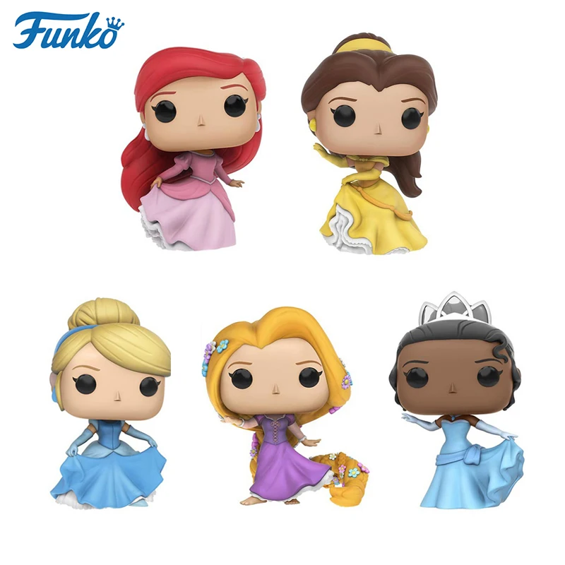 FUNKO POP Belle Ариэль Рапунцель Золушка Принцесса Тиана Красавица и Чудовище фигурки героев Эльзы коллекция моделей pvc подарок