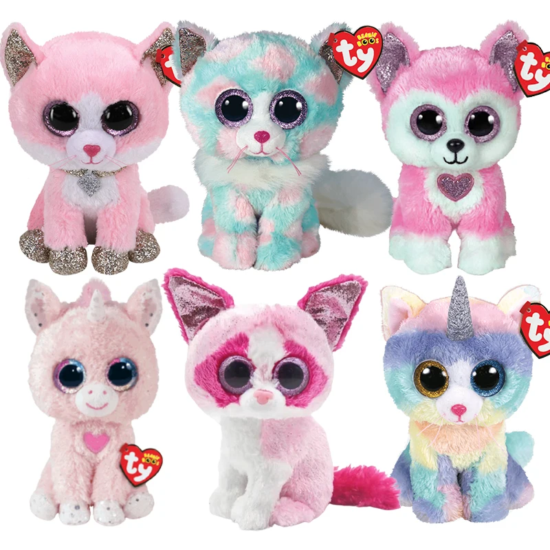 Новинка 15 см Ty Big Eyes Beanie плюшевые животные милый розовый цвет кошка серия
