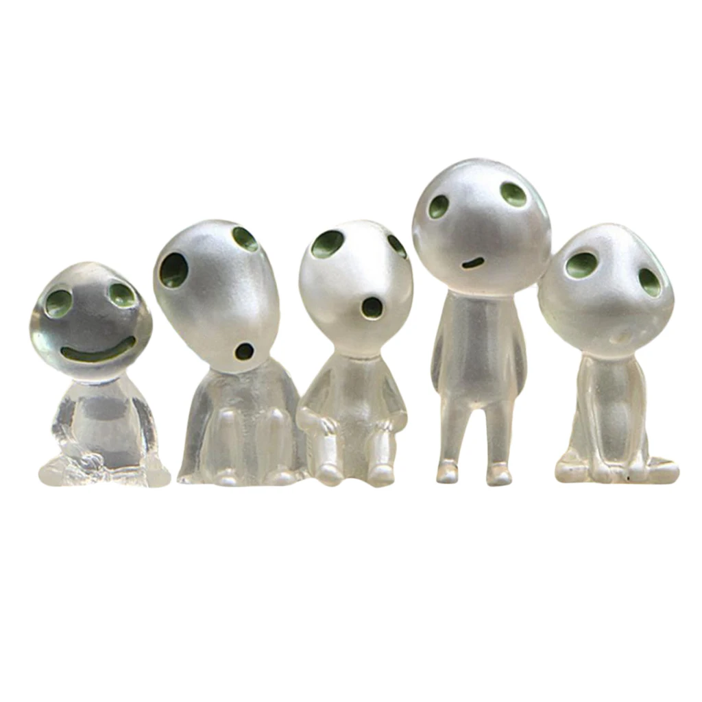 5 Pieces Mini Resin Luminous Tree Elves Cartoon Character Elf Toys Doll for Bonsai House Ornament Kids Gift Collection