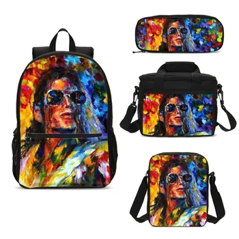 

Michael Jackson School Bags Children Fashion Printing School Backpack Bag Set Schoolbag Kids Bookbag With Cooler Box Pencilcase