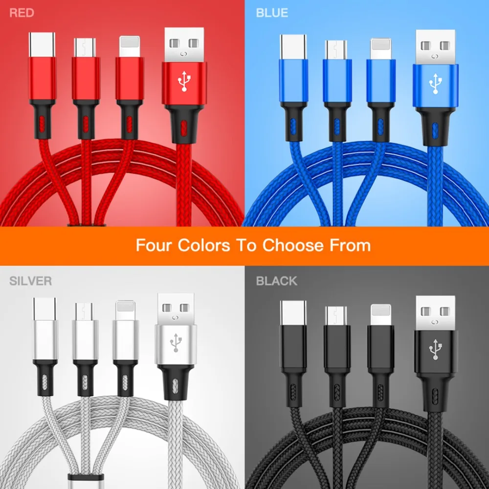 Кабели для мобильных телефонов 3 в 1 Micro USB кабель usb type C кабель type-C Зарядка для samsung S9 Xiaomi huawei USB осветительный провод