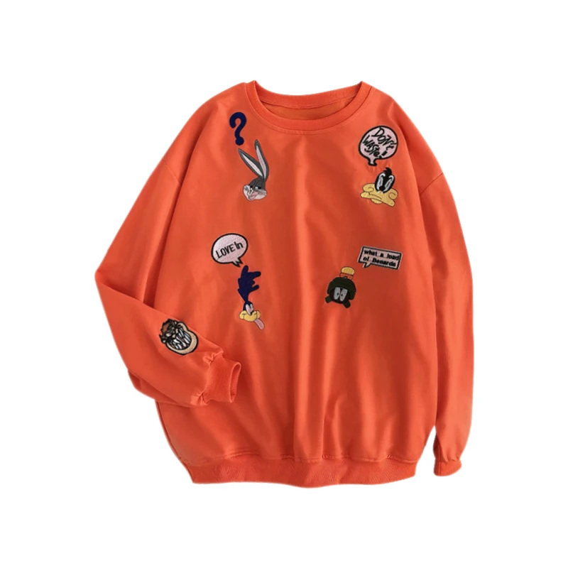 

Korean Style Cartoon Embroidery Loose Student Pullover Sweater 2019 Hot Sale Autumn New Fashion Sweater
